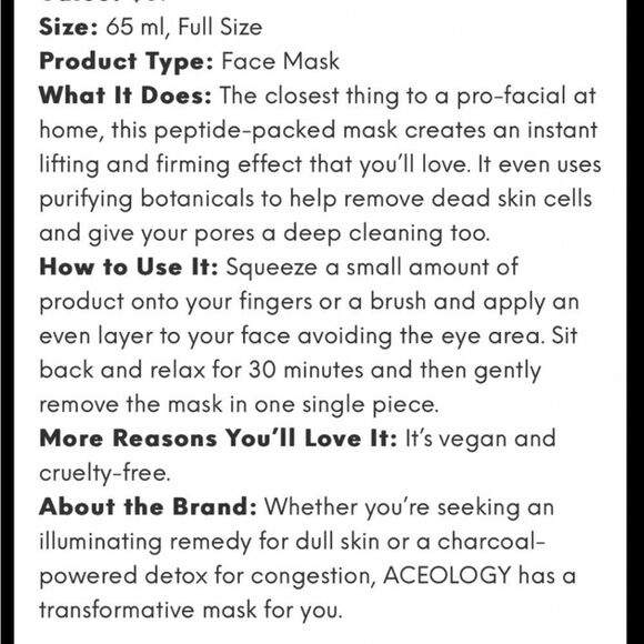 ACEOLOGY Lifting Treatment Mask. Lifts, illuminates and rejuvenates your skin. - Picture 6 of 9